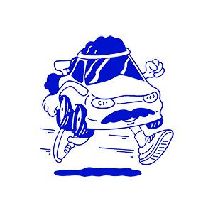 Illustrated character that represents speeding